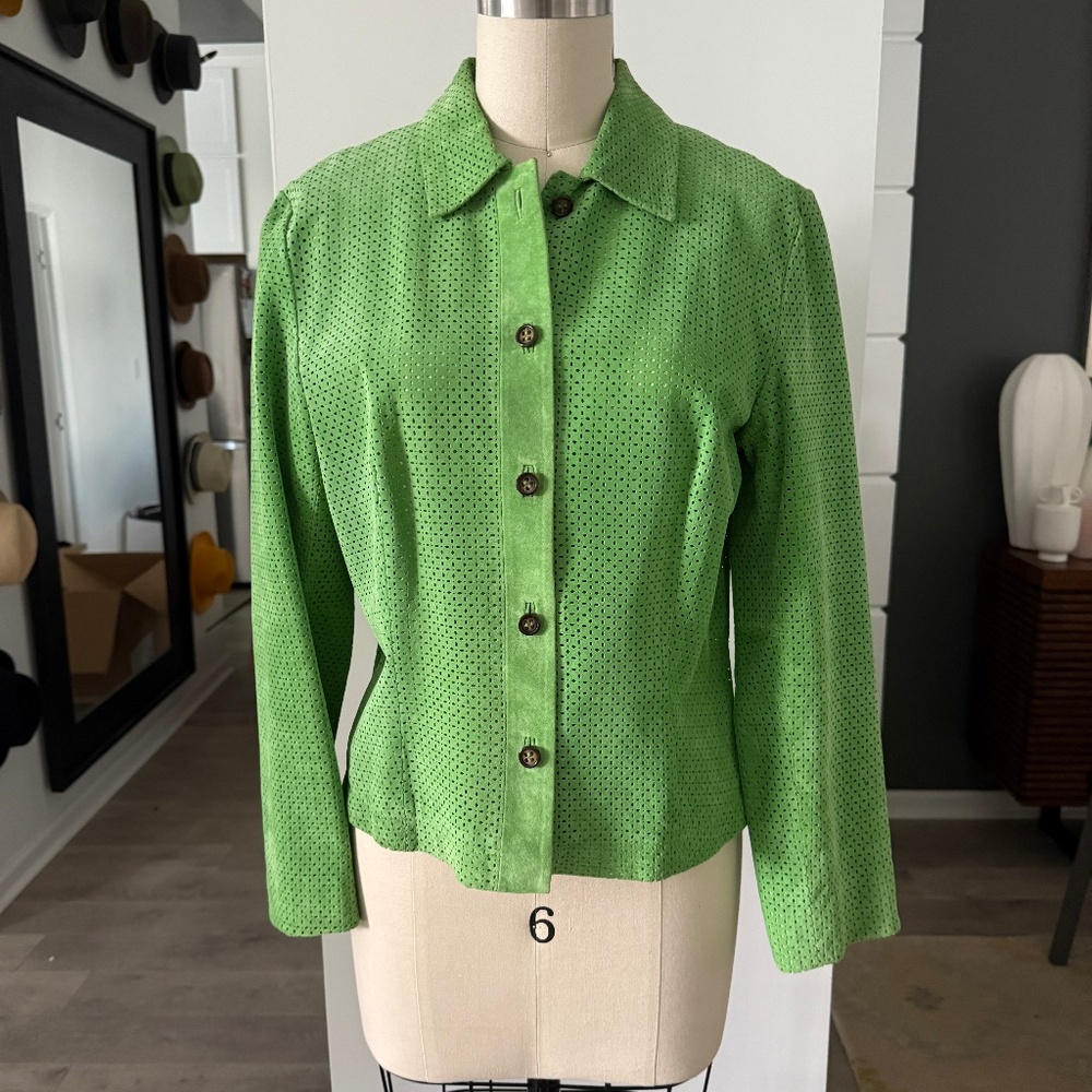 Sienna Studio Women's Lime Green‎ 100% Leather Jacket, Size 6
